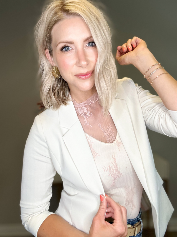 ROMANTIC SLEEVELESS SHEER LACE MESH TOP BLUSH Feather Fray Boutique