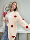 HEARTS IN 3D CHUNKY CARDIGAN - BEIGE