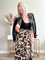 OUT IN THE WILD LEOPARD MIDI SKIRT