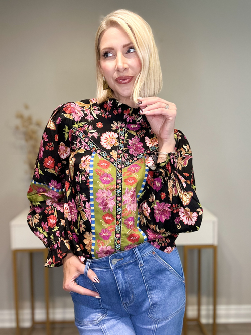 THE MARIPOSA FLORAL RUFFLE BLOUSE