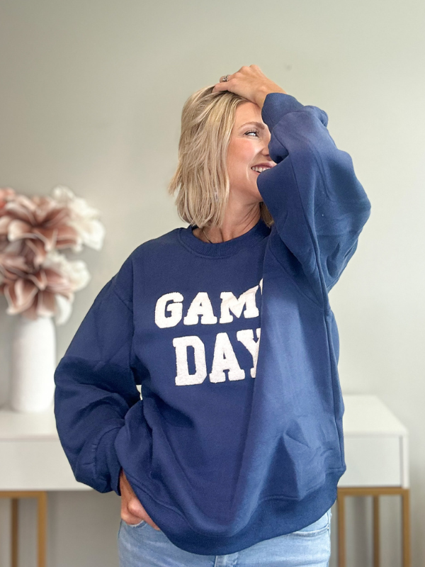 GO GAME DAY SWEATSHIRT - NAVY/WHITE