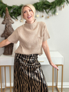 THE SADIE MOCK NECK SWEATER TOP - MOCHA