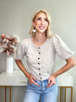 SERENITY PUFF SLEEVE CARDIGAN - HEATHER GRAY