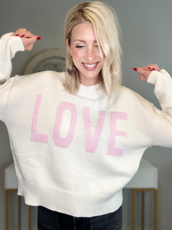 LOVE BIG MOCK NECK SWEATER - OFF WHITE