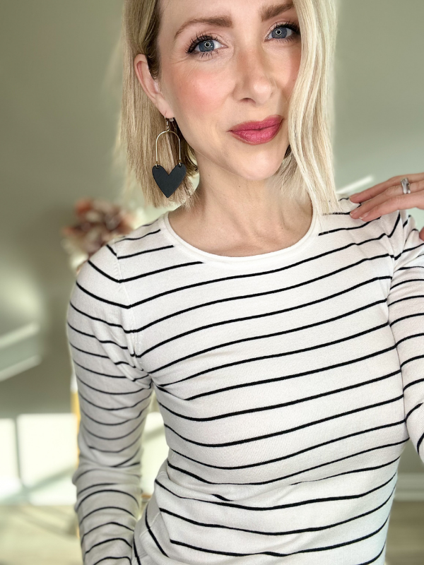 HEART ON MY SLEEVE STRIPED TOP