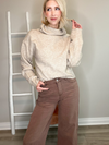 CASUAL AND CLASSY WIDE LEG JEANS - BROWN ACID WASH
