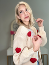 HEARTS IN 3D CHUNKY CARDIGAN - BEIGE