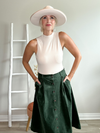 PATRICIA CORDUROY BUTTON DOWN SKIRT - GEMSTONE GREEN