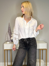 CANDACE CROCHET TRIM BUTTON DOWN SHIRT - OFF WHITE