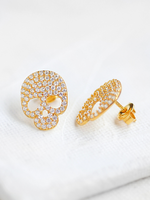 SPARKLY SKULL STUDS - GOLD