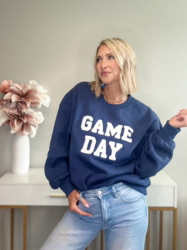 GO GAME DAY SWEATSHIRT - NAVY/WHITE
