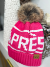 APRES ALL DAY KNIT POM HAT - PINK & WHITE