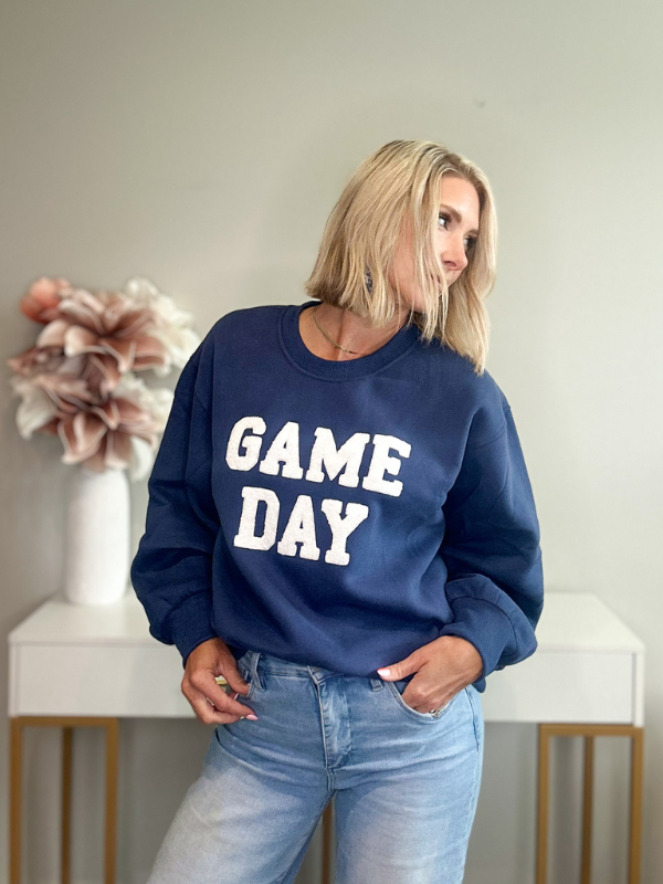 GO GAME DAY SWEATSHIRT - NAVY/WHITE