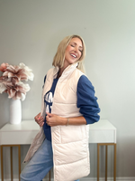 CHILL FACTOR LONG PUFFER VEST - CREAM