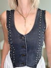 REBEL EDGE DENIM VEST - FADED BLACK