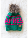 APRES ALL DAY KNIT POM HAT - GREEN & PINK
