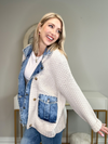 ELODIE MIXED MEDIA JACKET - CREAM/DENIM