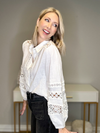 CANDACE CROCHET TRIM BUTTON DOWN SHIRT - OFF WHITE