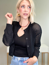 CHLOE CROCHET BUTTON DOWN CARDIGAN  - BLACK
