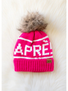 APRES ALL DAY KNIT POM HAT - PINK & WHITE