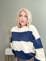 A GIRL'S DREAM STRIPED PULLOVER - NAVY + CREAM