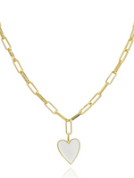 heart necklace on paperclip chain