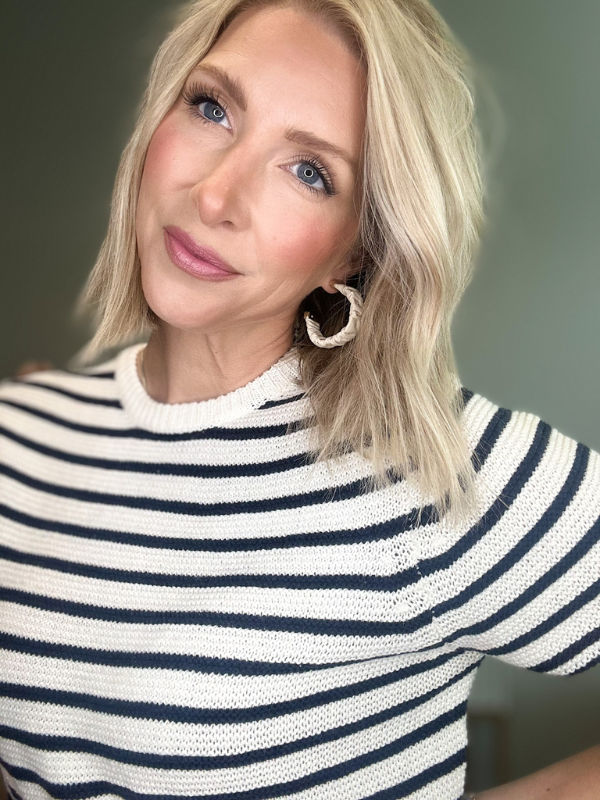 SAIL AWAY STRIPED KNIT TEE- NAVY & CREAM