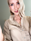 RUFFLED CHARM BUTTON-UP BLOUSE - SAND BEIGE
