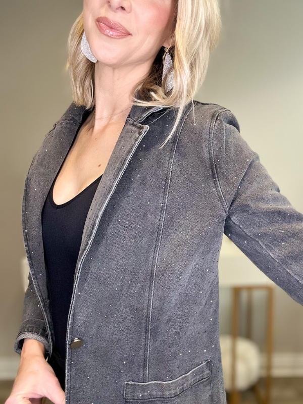 DAZZLE IN DENIM BLAZER - CHARCOAL