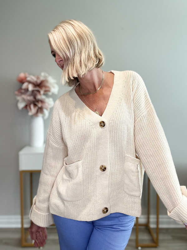 COZY CHIC OVERSIZED BUTTON-UP CARDIGAN