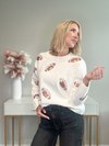 SEQUIN TOUCHDOWN KNIT SWEATER - CREAM