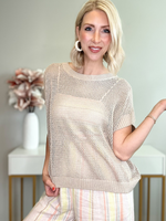 LEIA OPEN KNIT LOOSE TOP - SAND