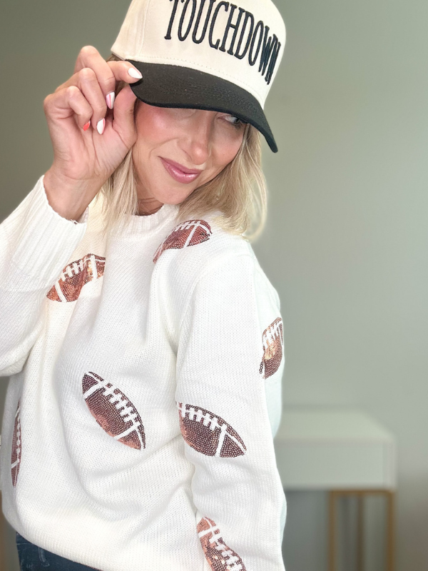 TOUCHDOWN 3D TRUCKER HAT - BLACK/CREAM