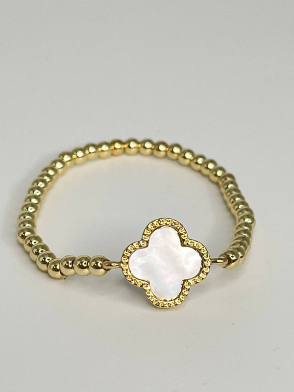 BEADED MOTHER OF PEARL CLOVER BRACELET - SAHIRA