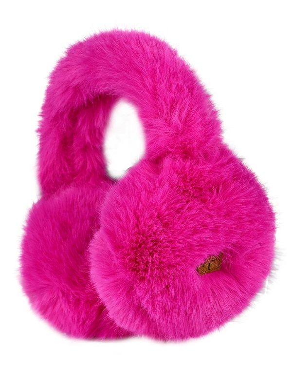 VIVI LONG FAUX FUR EARMUFF - HOT PINK