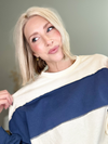 A GIRL'S DREAM STRIPED PULLOVER - NAVY + CREAM