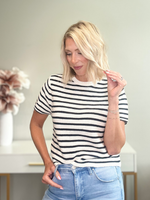 SAIL AWAY STRIPED KNIT TEE- NAVY & CREAM