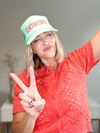 SHOWGIRL EMBROIDERED HAT - TEAL/ORANGE