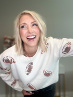 SEQUIN TOUCHDOWN KNIT SWEATER - CREAM