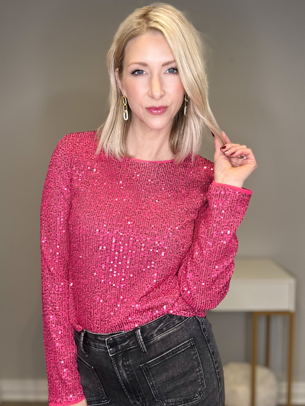 PINK PARTY SEQUIN TOP