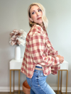 THE MILLIE PLAID LONG SLEEVE SHIRT/JACKET - RED/TAN