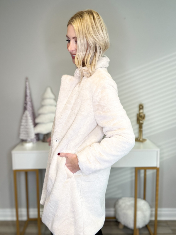 TEDDY GLAM LONG COAT - CREAM