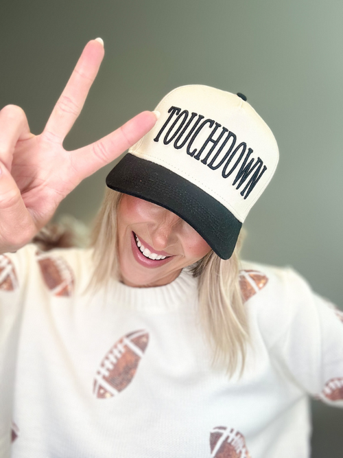 TOUCHDOWN 3D TRUCKER HAT - BLACK/CREAM