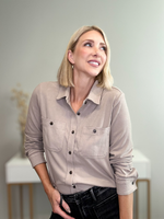 DREAMY SOFT BUTTON-UP TOP - TAUPE