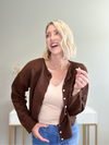 THE EVERYDAY BUTTONED CARDIGAN - CHOCOLATE