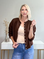 THE EVERYDAY BUTTONED CARDIGAN - CHOCOLATE