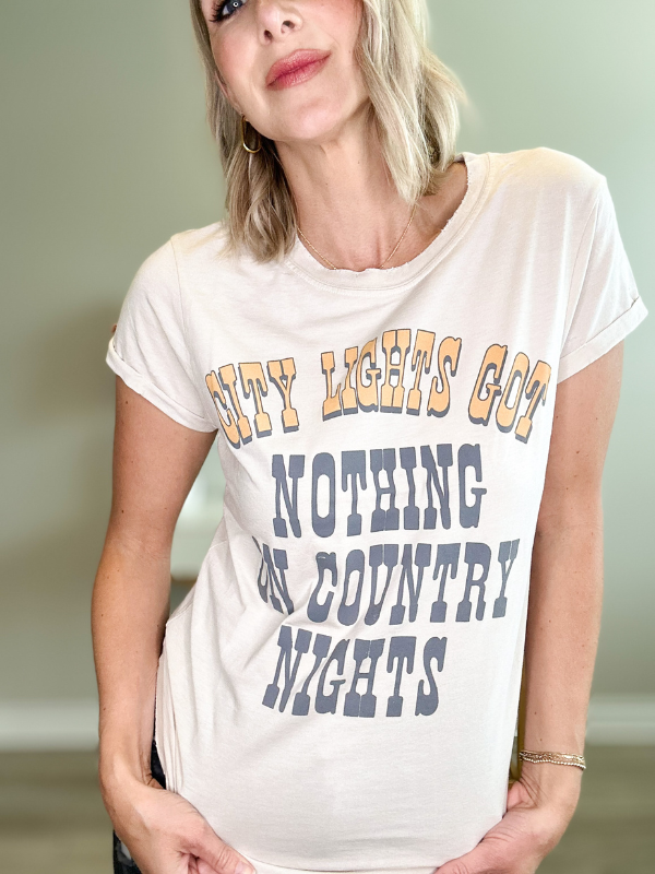 COUNTRY NIGHTS GRAPHIC TEE - BONE