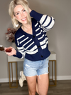 THE LOTTIE KNITTED CARDI - NAVY/WHITE