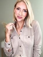 DREAMY SOFT BUTTON-UP TOP - TAUPE