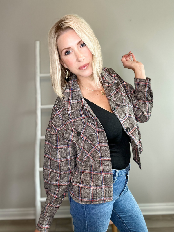 UPTOWN PLAID SHIRT JACKET - CHARCOAL